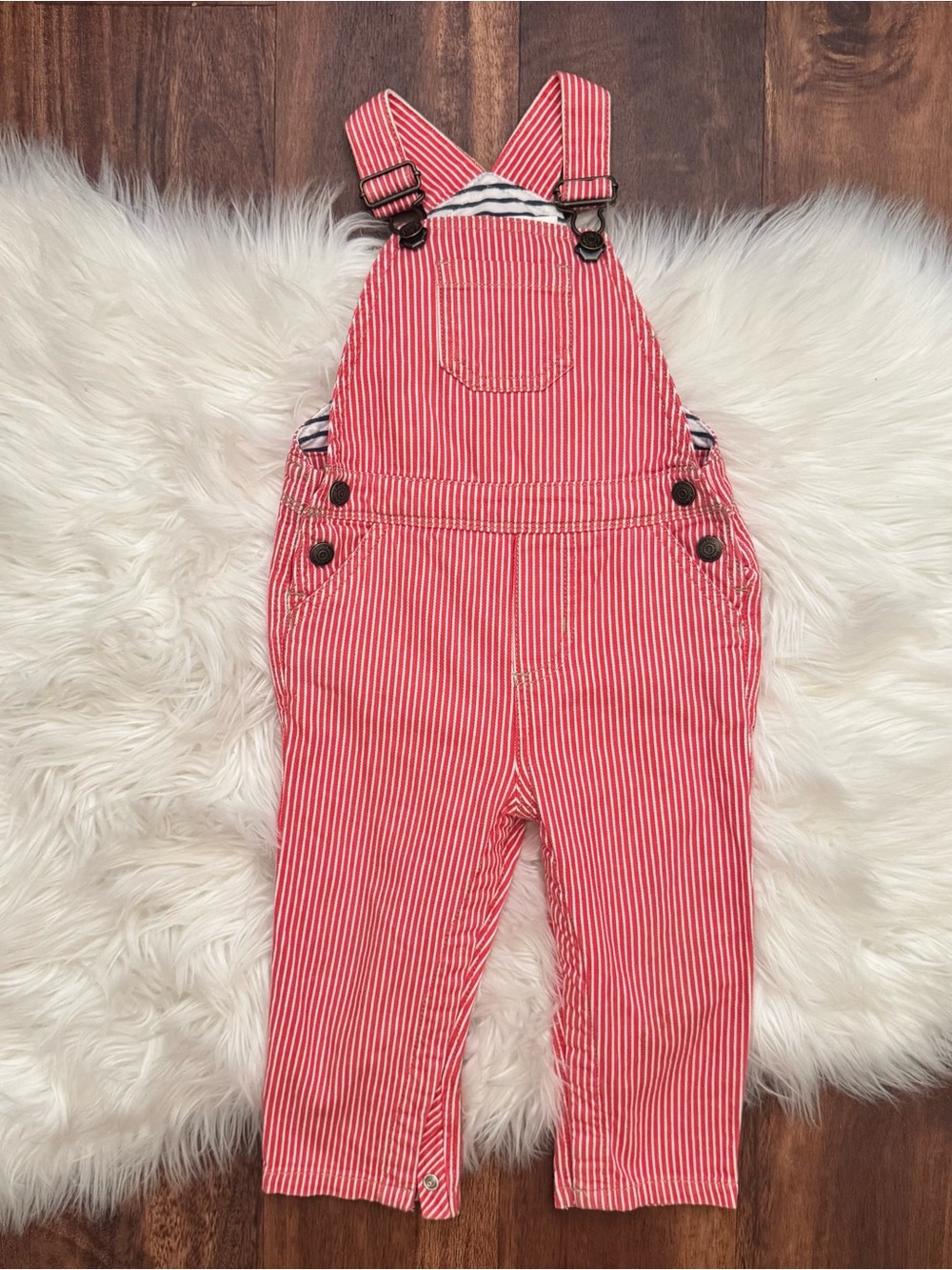 Baby Boden Striped Overalls in Red Size 18-24 Months
